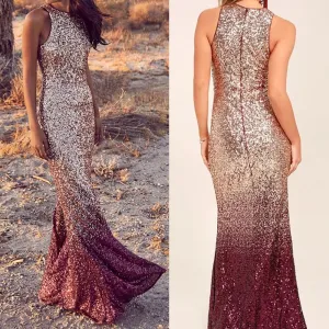 sparkly bridesmaid dresses long mermaid modest cheap gradient elegant wedding party dresses