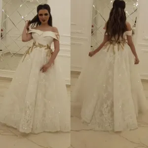 sparkly prom dresses long 2020 lace appliqué elegant off the shoulder white arabic prom gown