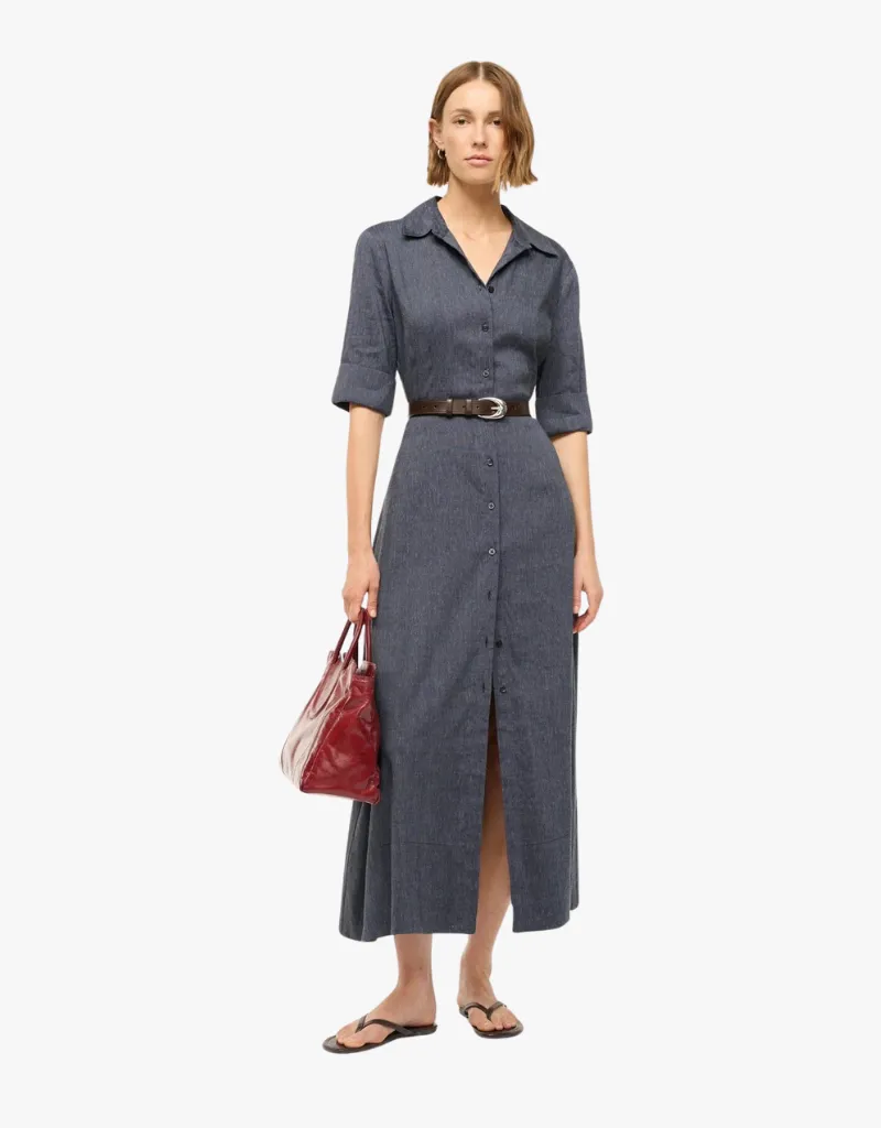 Staud Joan Linen Dress in Chambray