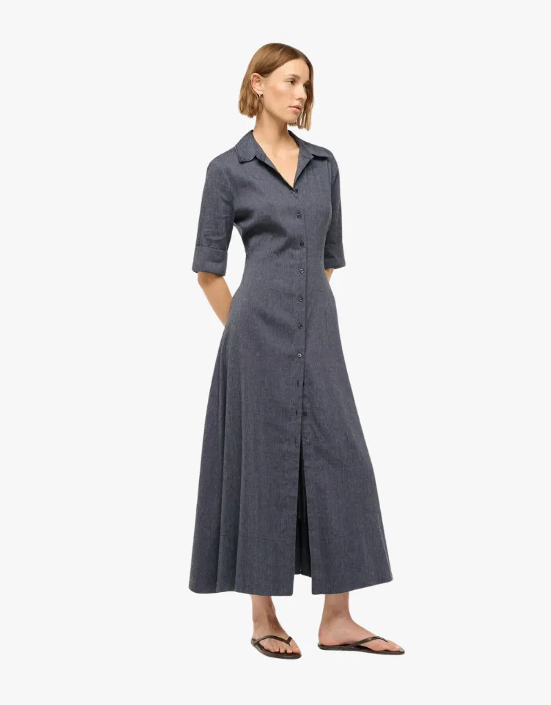 Staud Joan Linen Dress in Chambray
