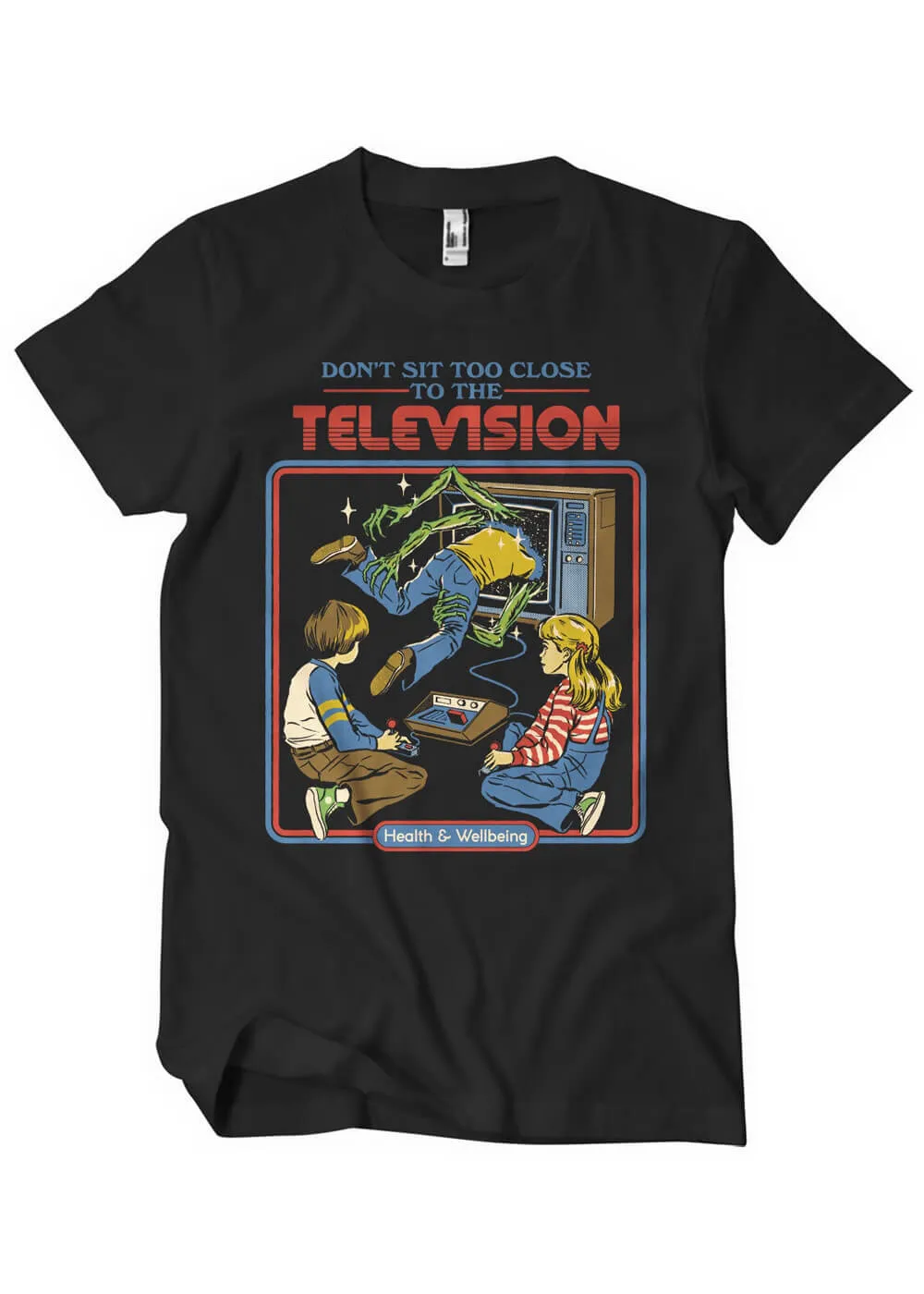 Steven Rhodes Don't Sit Too Close To The Television T-Shirt Zwart