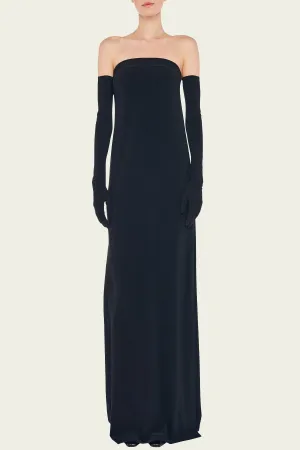 Strapless Tailored Side Silt Gown in Black
