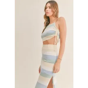 Striped Midi Skirt Set