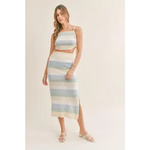 Striped Midi Skirt Set