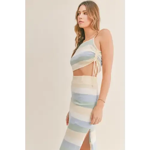 Striped Midi Skirt Set