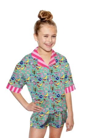Sunshine Society Kids Silky 90's Girl Short Sleeve w/ Shorts Set