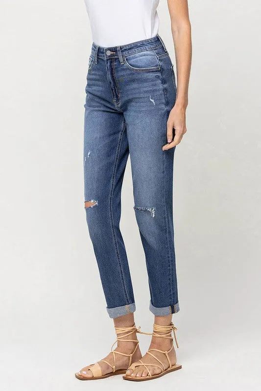 Super High Rise Double Cuffed Mom Jeans by Vervet