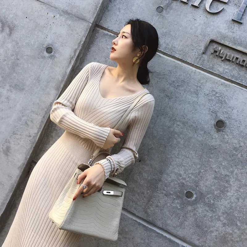 Sweater Dress Women Knit Sweaters Dresses Elegant Woman Sweater Dress Woman Stretch Sweaters Dresses