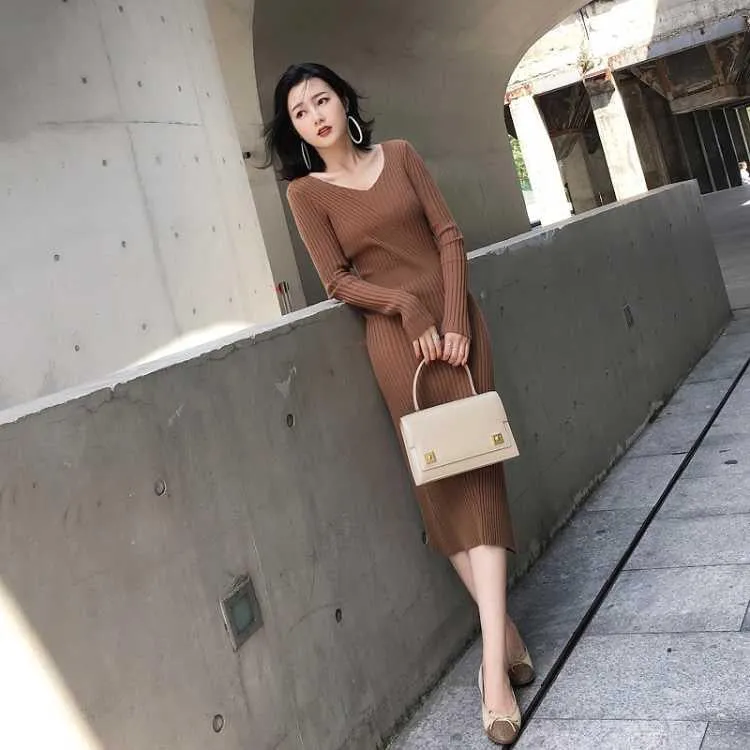 Sweater Dress Women Knit Sweaters Dresses Elegant Woman Sweater Dress Woman Stretch Sweaters Dresses