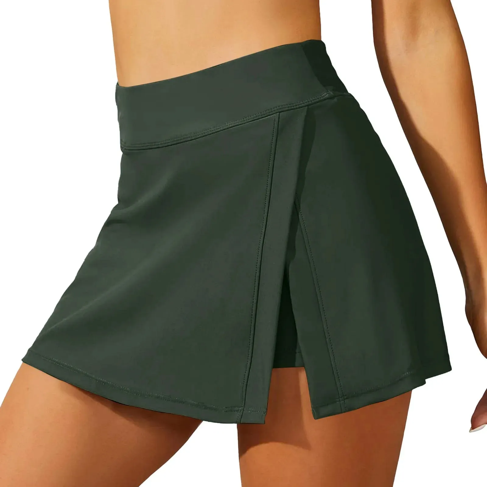 Swim Skirts Women Split Swimsuit Skirt Tightening Swim Dress Built In Shorts High Waist Bathing Suit Split Swim Trunks Short