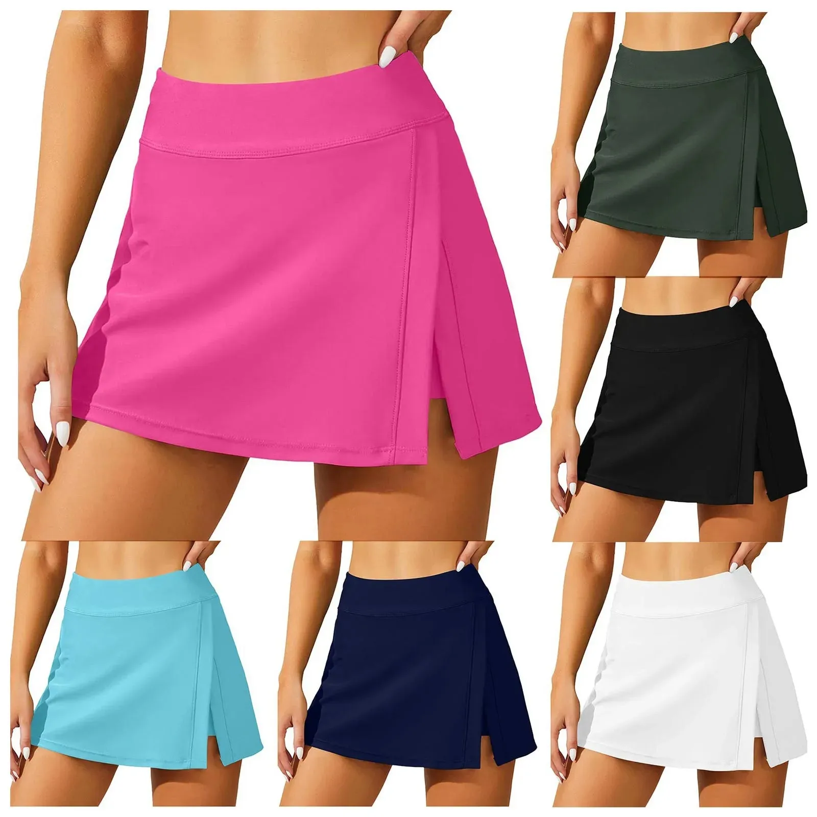 Swim Skirts Women Split Swimsuit Skirt Tightening Swim Dress Built In Shorts High Waist Bathing Suit Split Swim Trunks Short