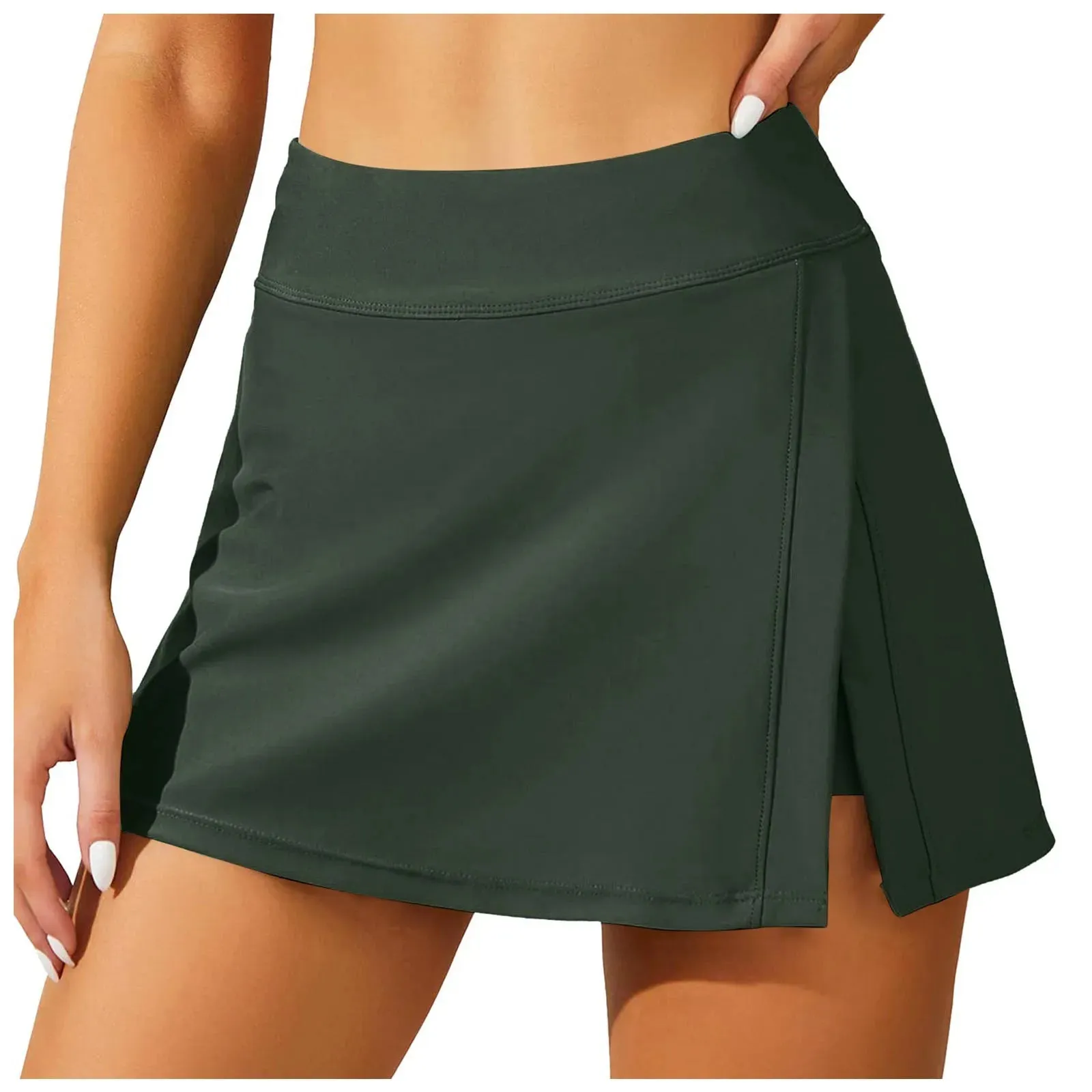 Swim Skirts Women Split Swimsuit Skirt Tightening Swim Dress Built In Shorts High Waist Bathing Suit Split Swim Trunks Short