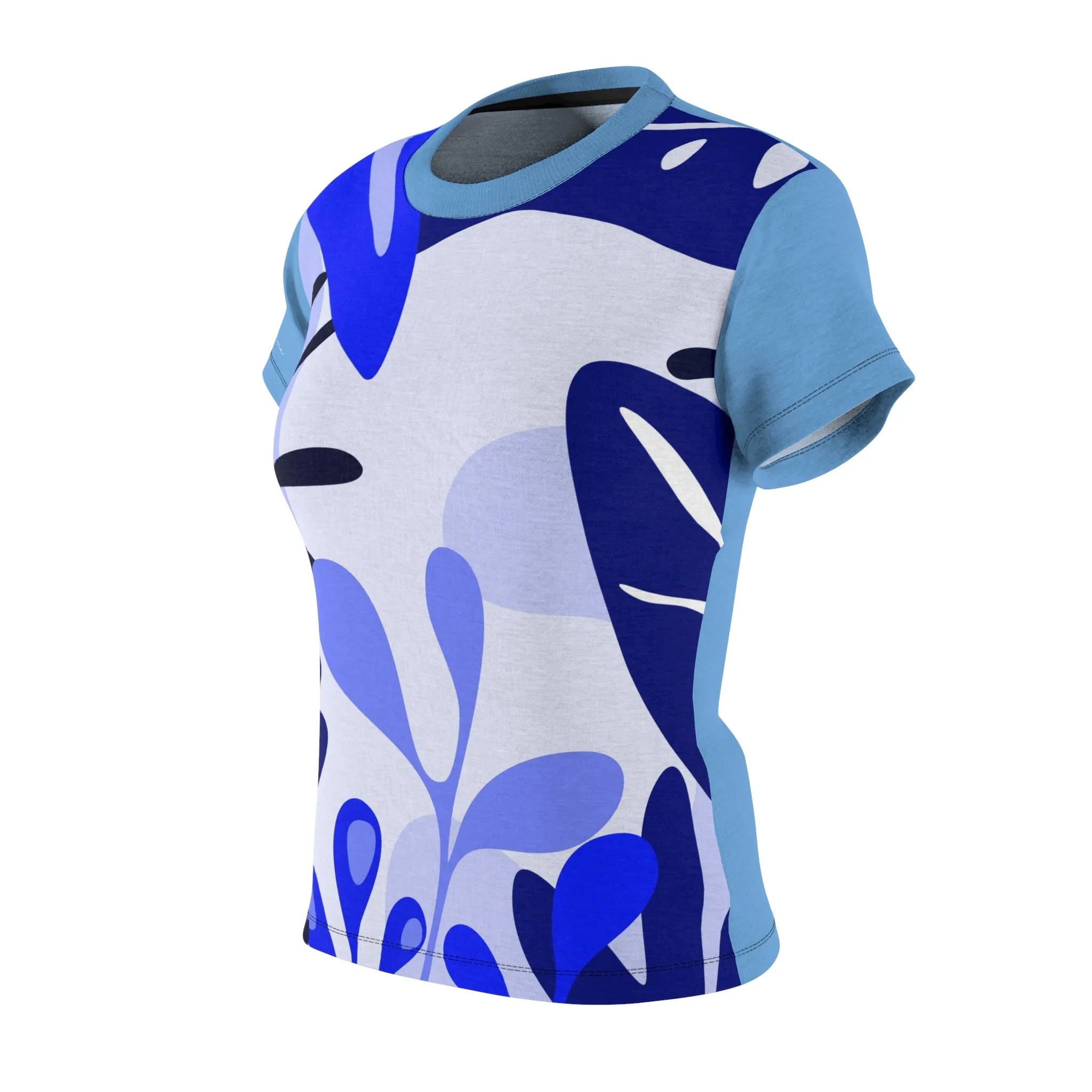 T-Shirt, Light Electric Blue Foliage