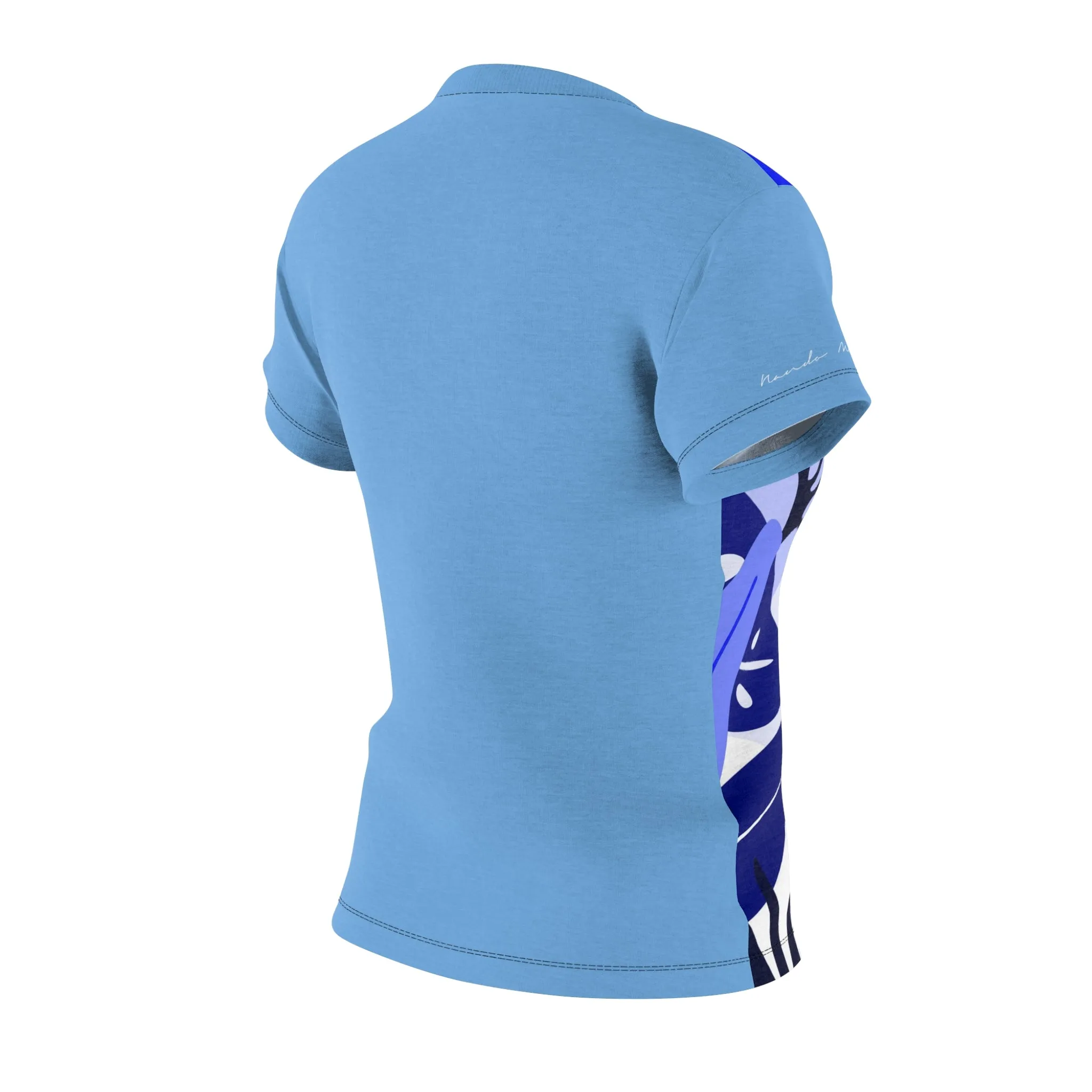 T-Shirt, Light Electric Blue Foliage