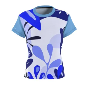 T-Shirt, Light Electric Blue Foliage