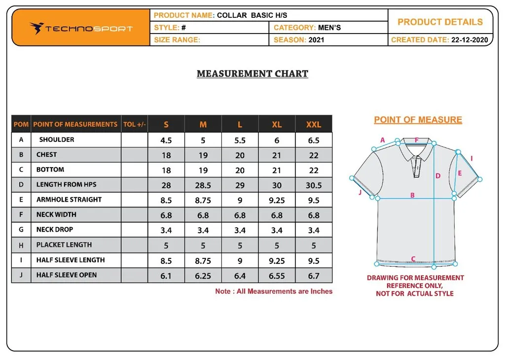 TechnoSport Polo Neck Half Sleeve Dry Fit T Shirt for Men OR-13 (Dark Grey)