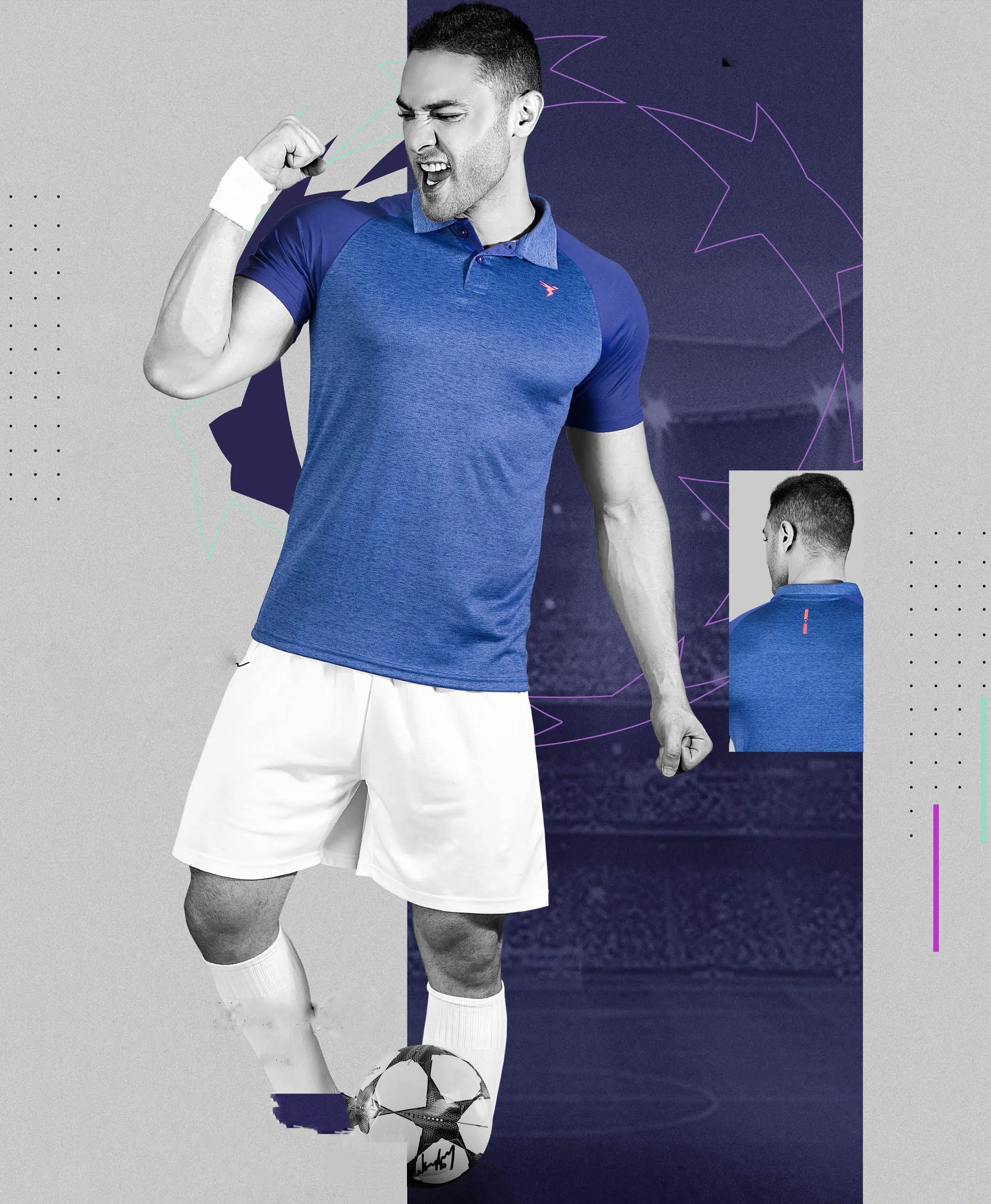 TechnoSport Polo Neck Half Sleeve Dry Fit T Shirt for Men OR-41 (Royal Blue)
