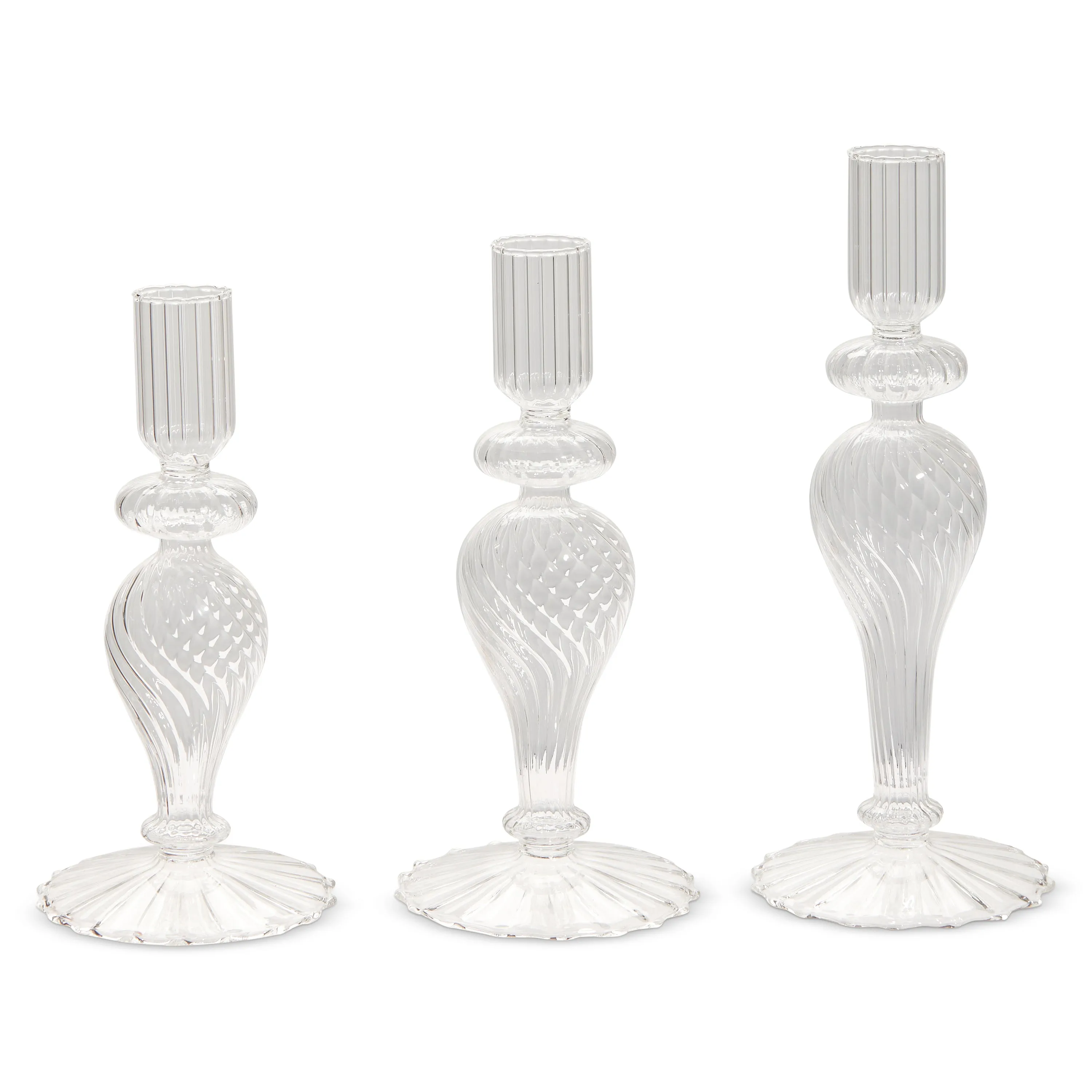 Textured Glass Candle Sticks
