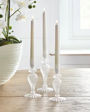 Textured Glass Candle Sticks