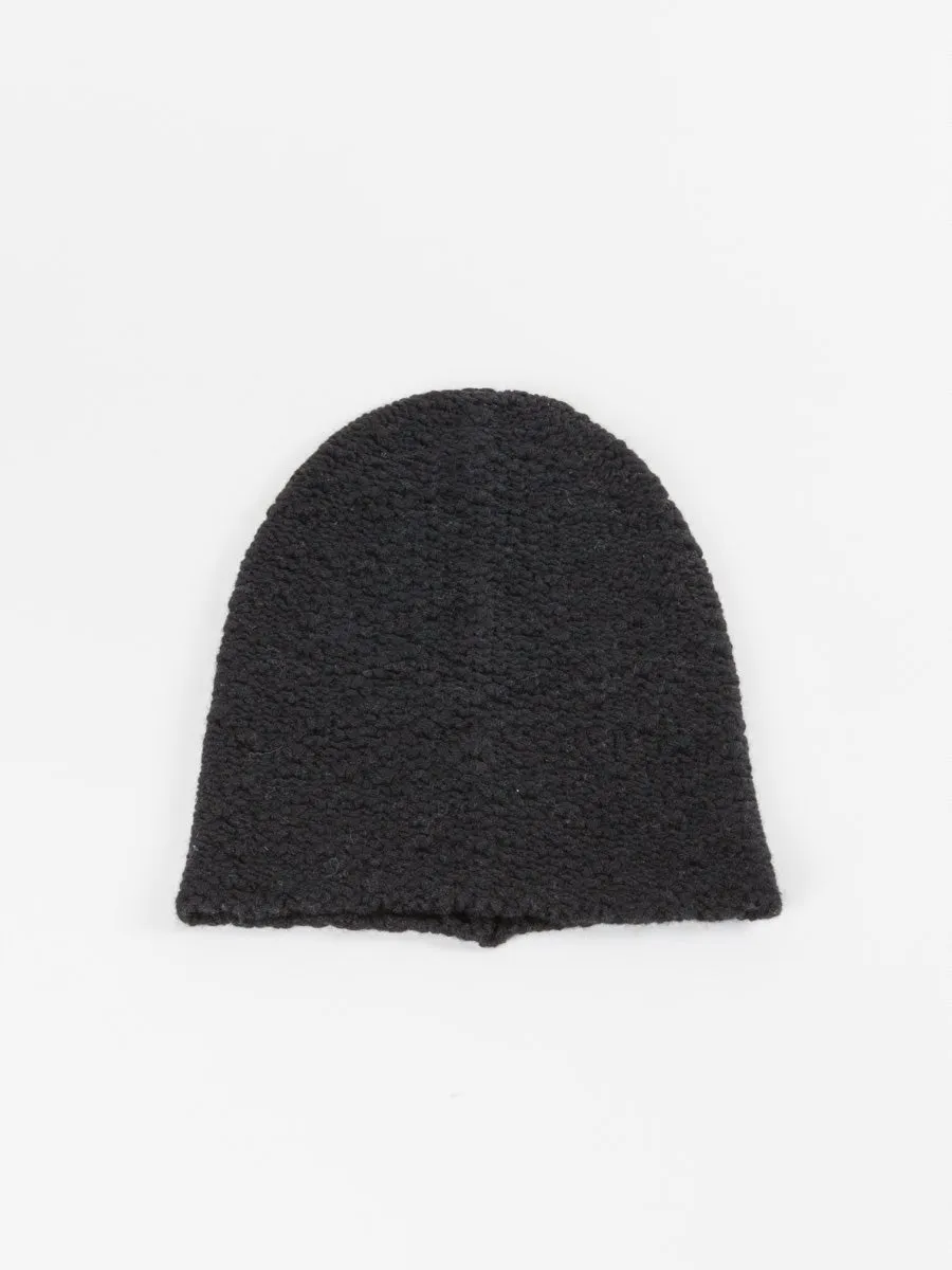 textured knit hat - black