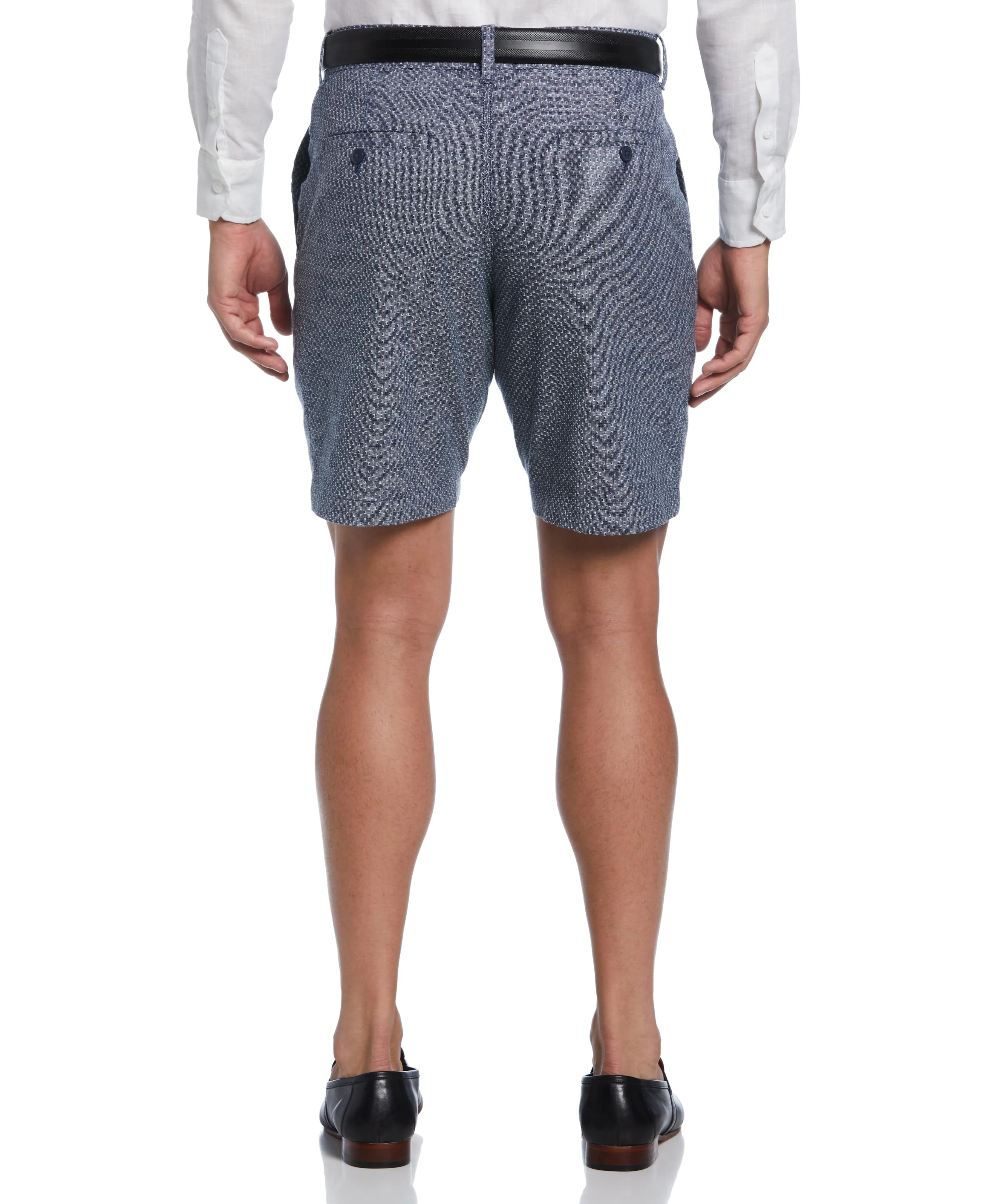 Textured Linen-Blend Flat Front Short