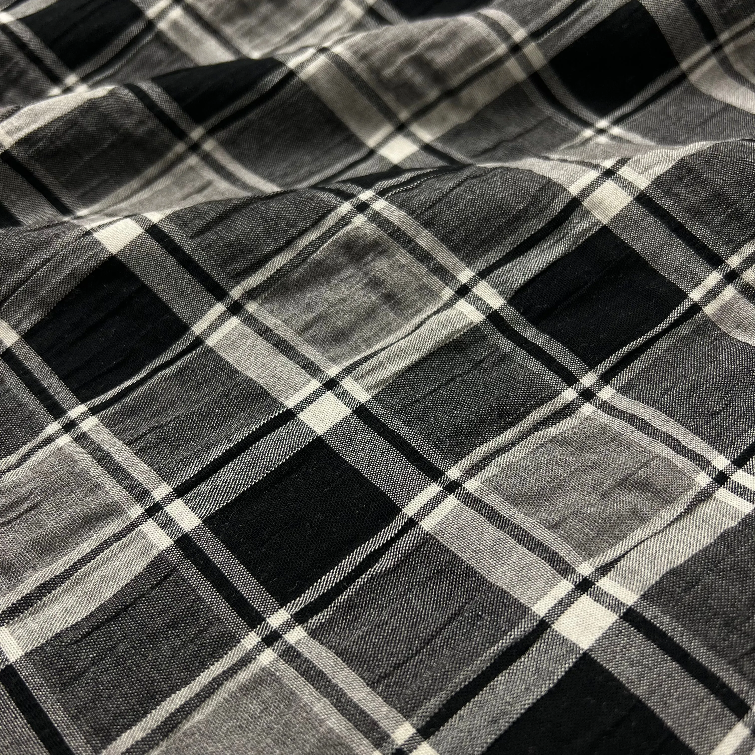 Textured Viscose - Grey Check