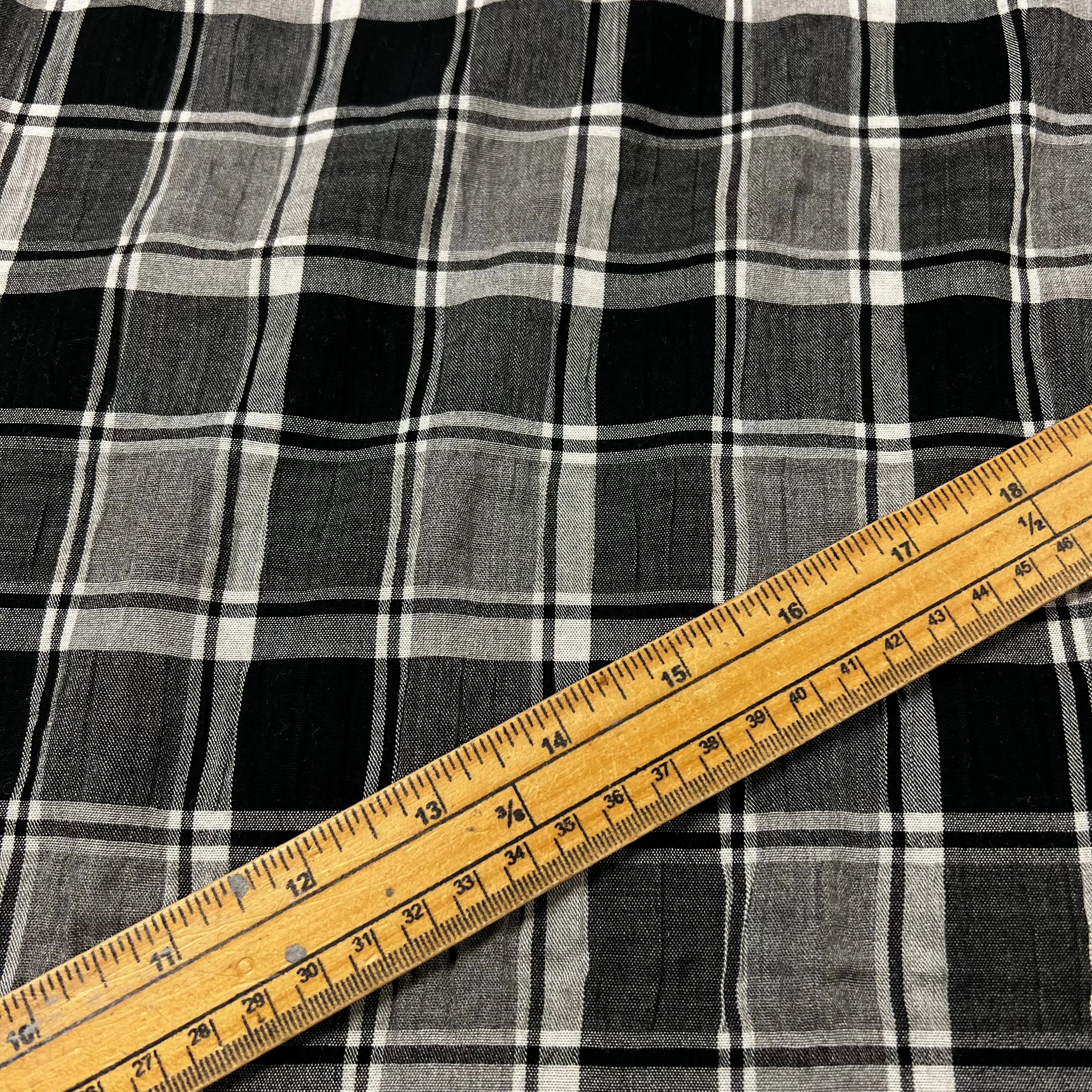 Textured Viscose - Grey Check