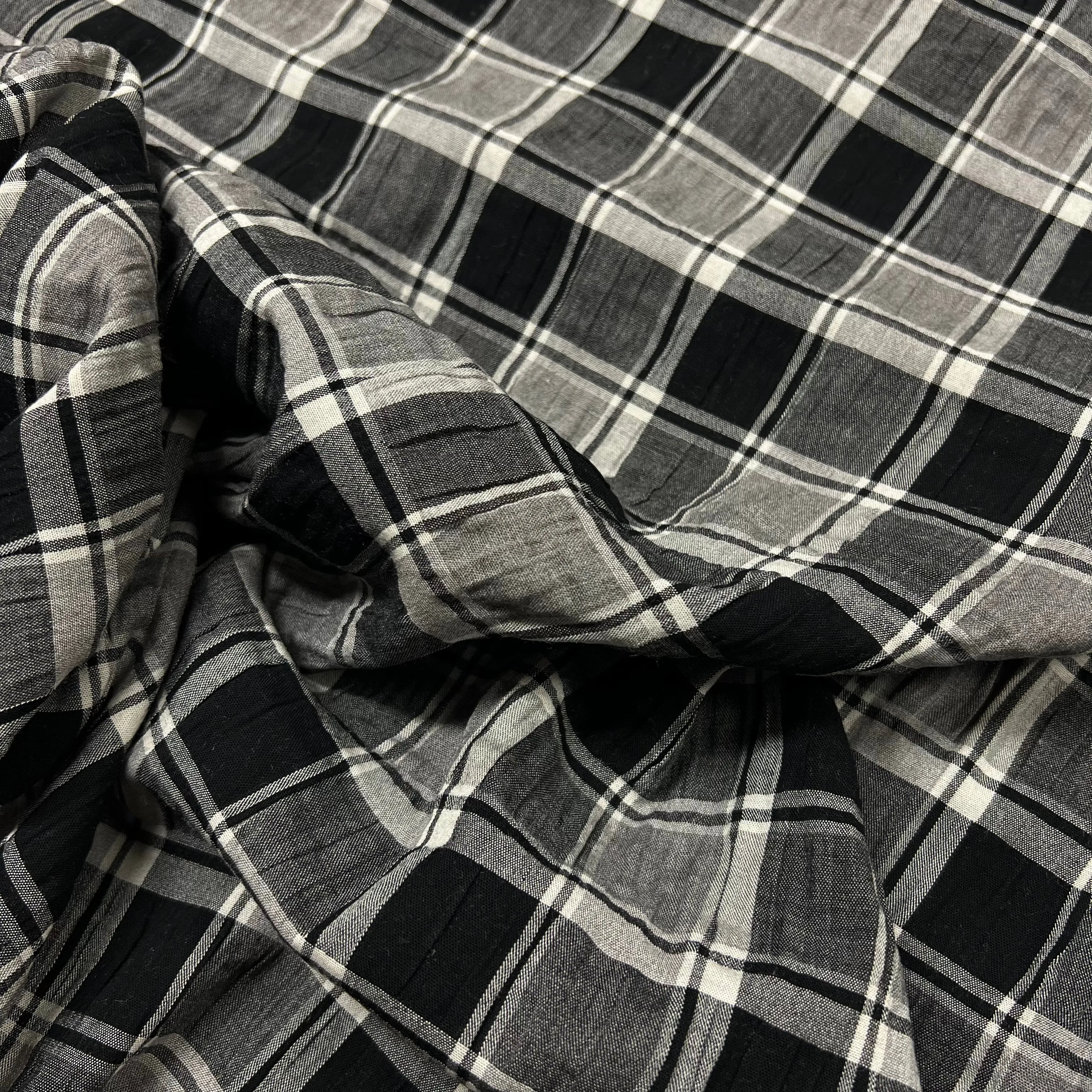 Textured Viscose - Grey Check