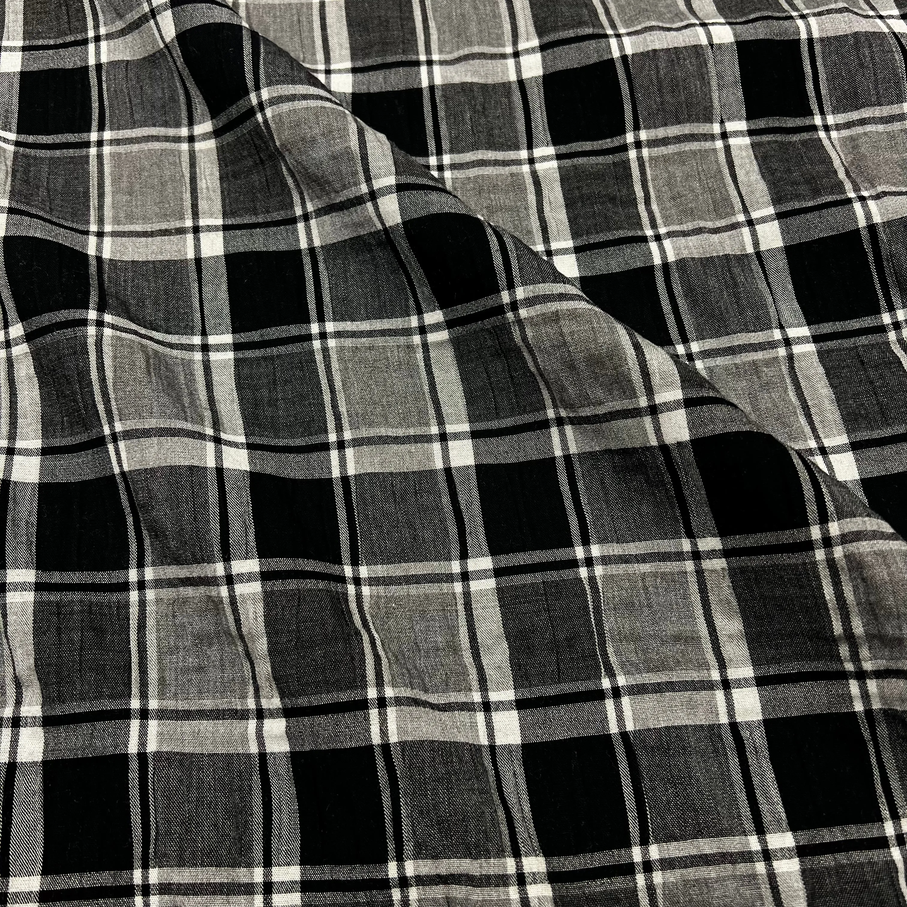 Textured Viscose - Grey Check