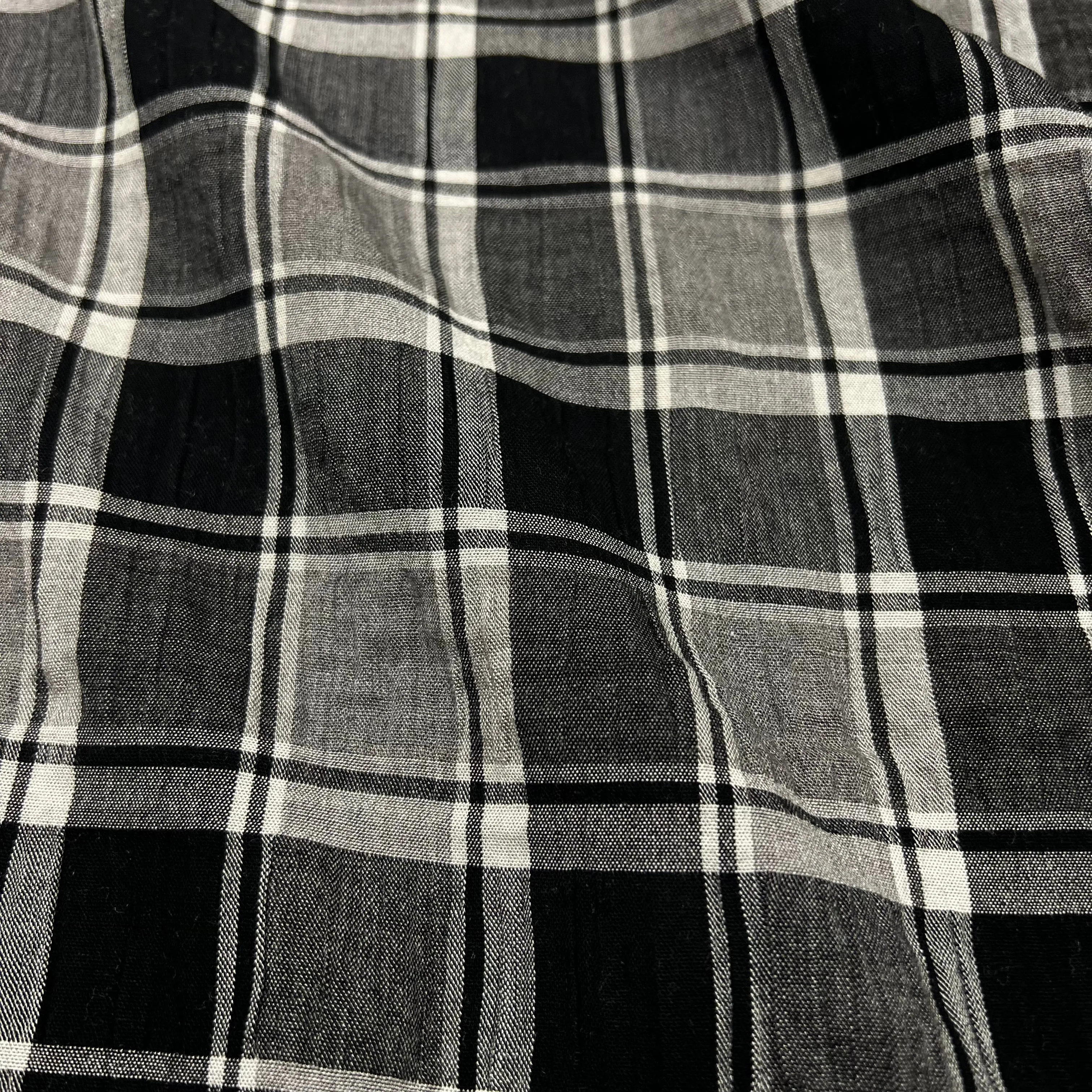 Textured Viscose - Grey Check