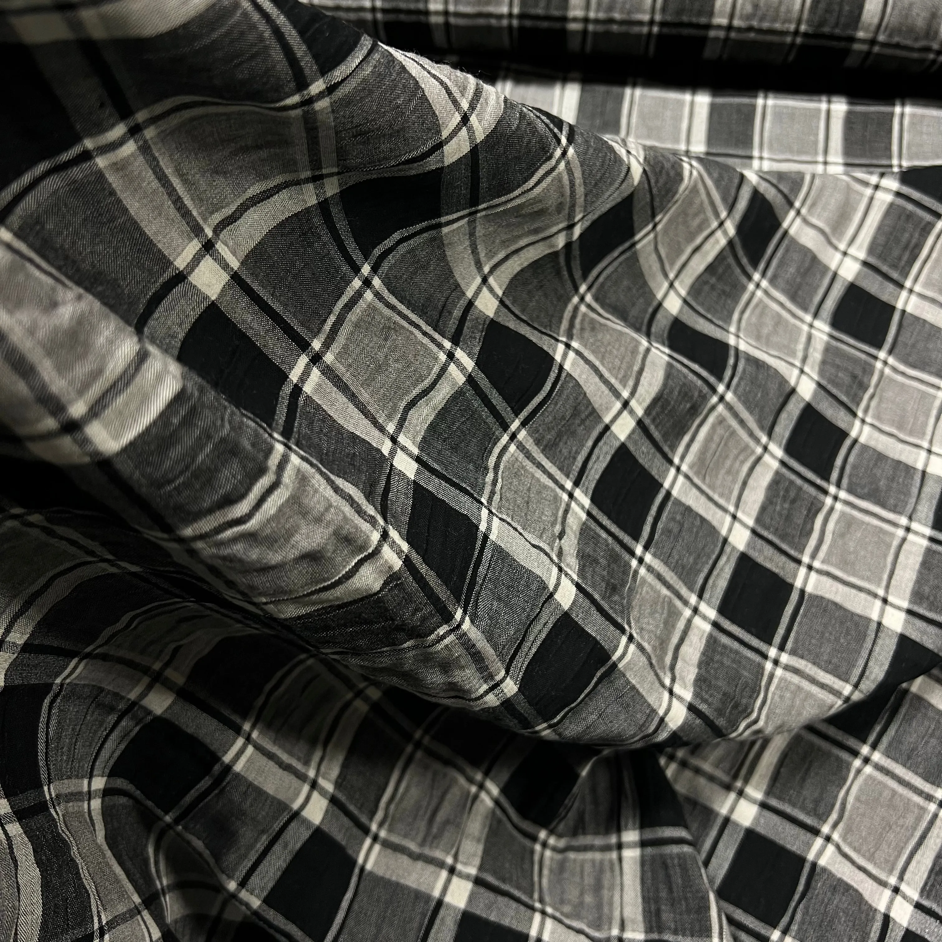 Textured Viscose - Grey Check