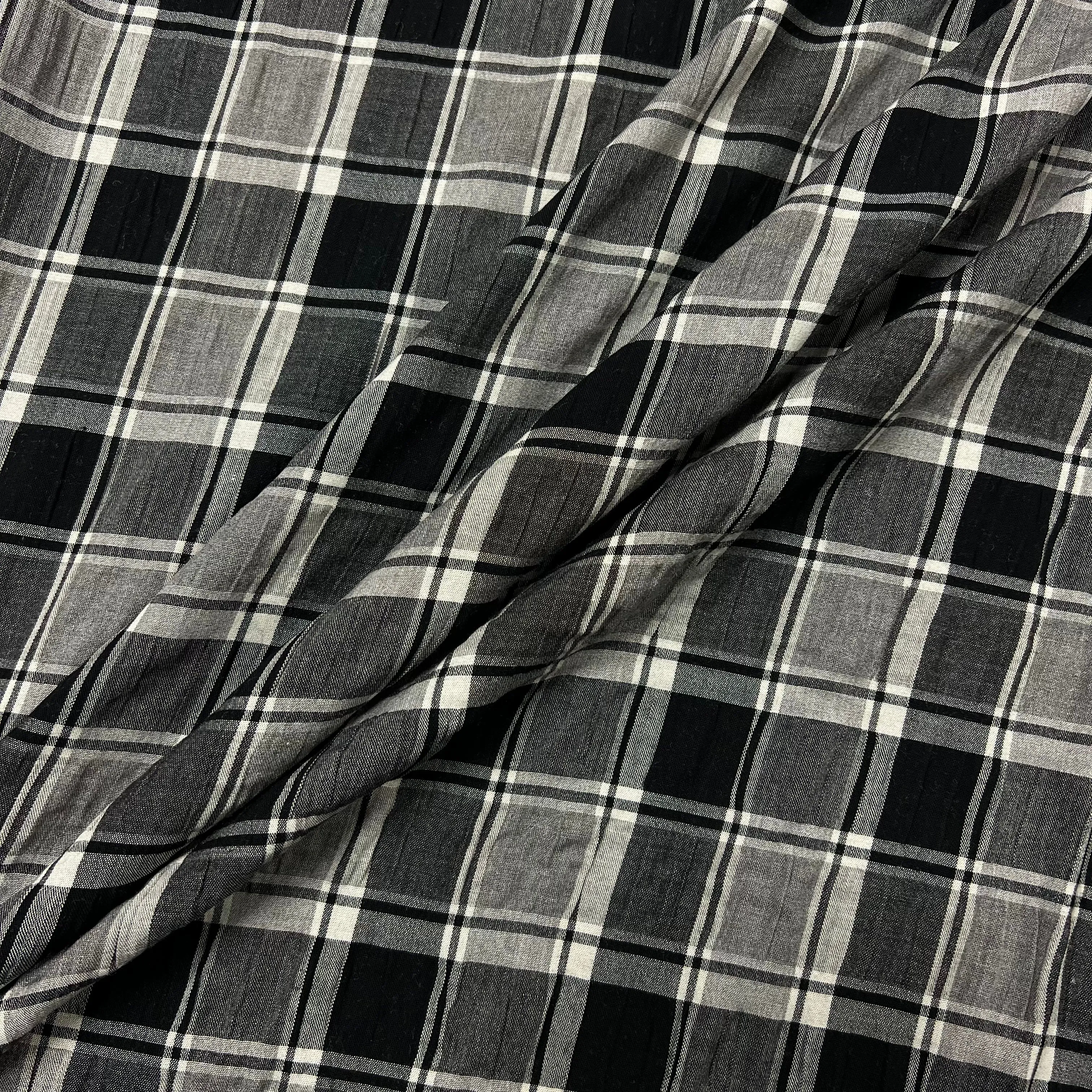 Textured Viscose - Grey Check