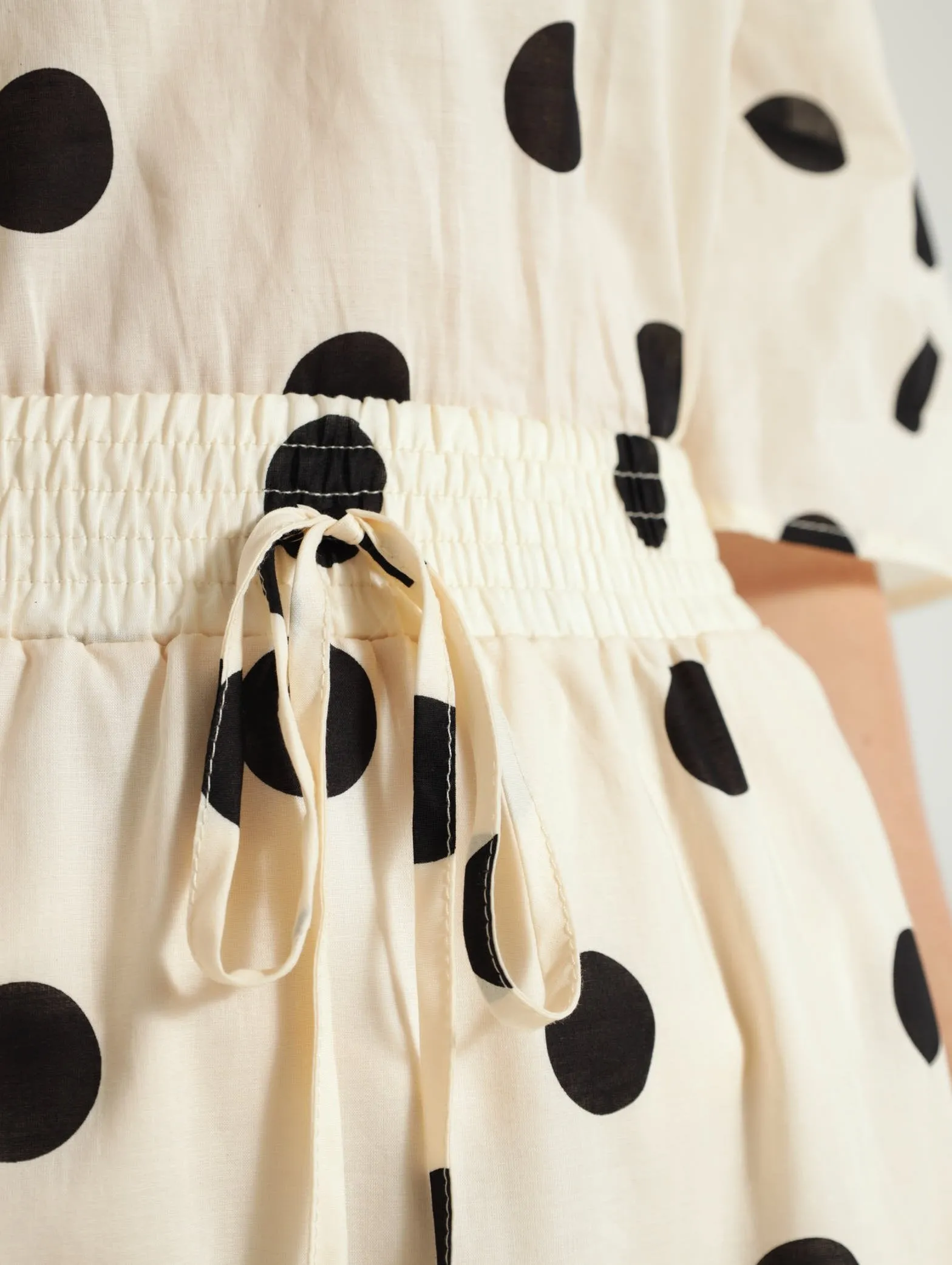 Tiered Bold Spot Midi Skirt - Cream