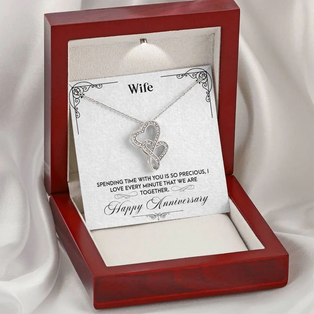 Time with you is precious-Double Hearts Anniversary Necklace for Wife