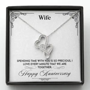 Time with you is precious-Double Hearts Anniversary Necklace for Wife
