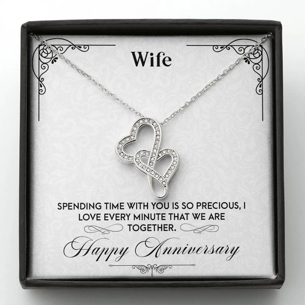 Time with you is precious-Double Hearts Anniversary Necklace for Wife