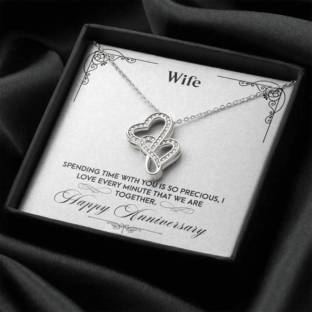 Time with you is precious-Double Hearts Anniversary Necklace for Wife