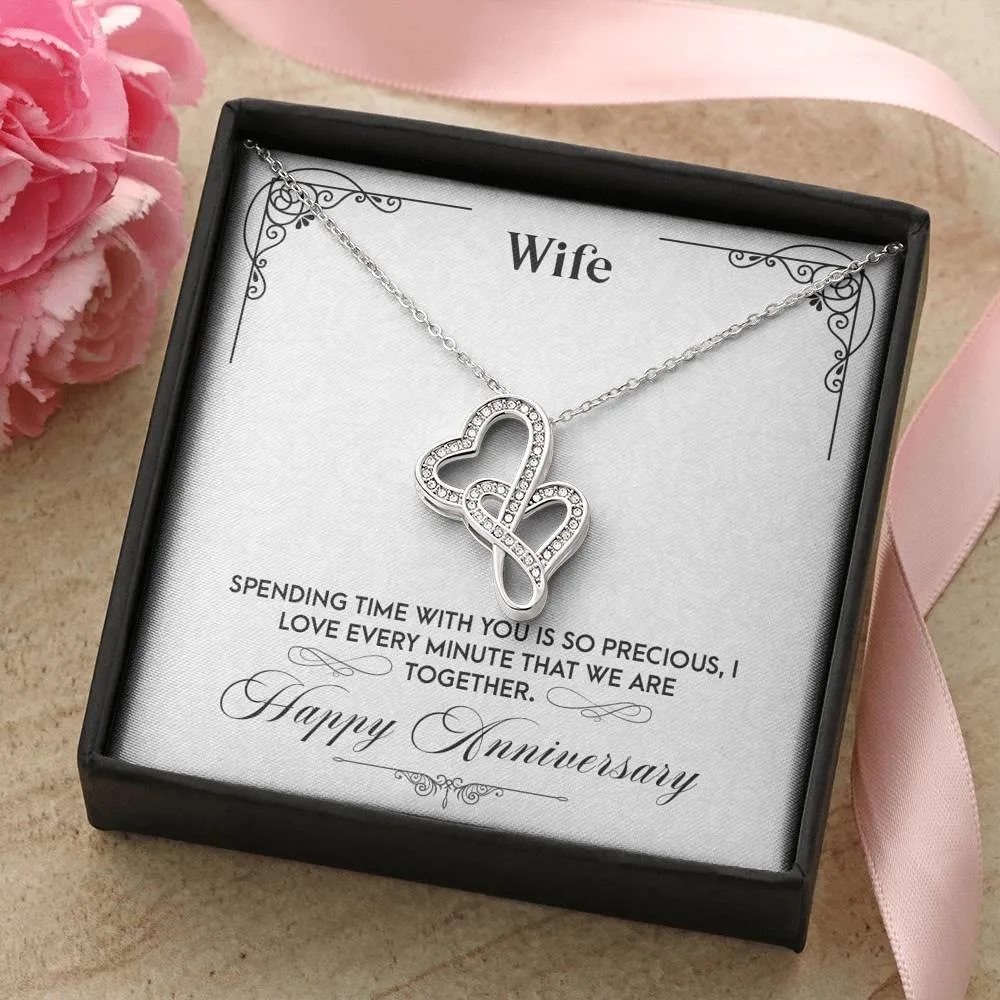 Time with you is precious-Double Hearts Anniversary Necklace for Wife
