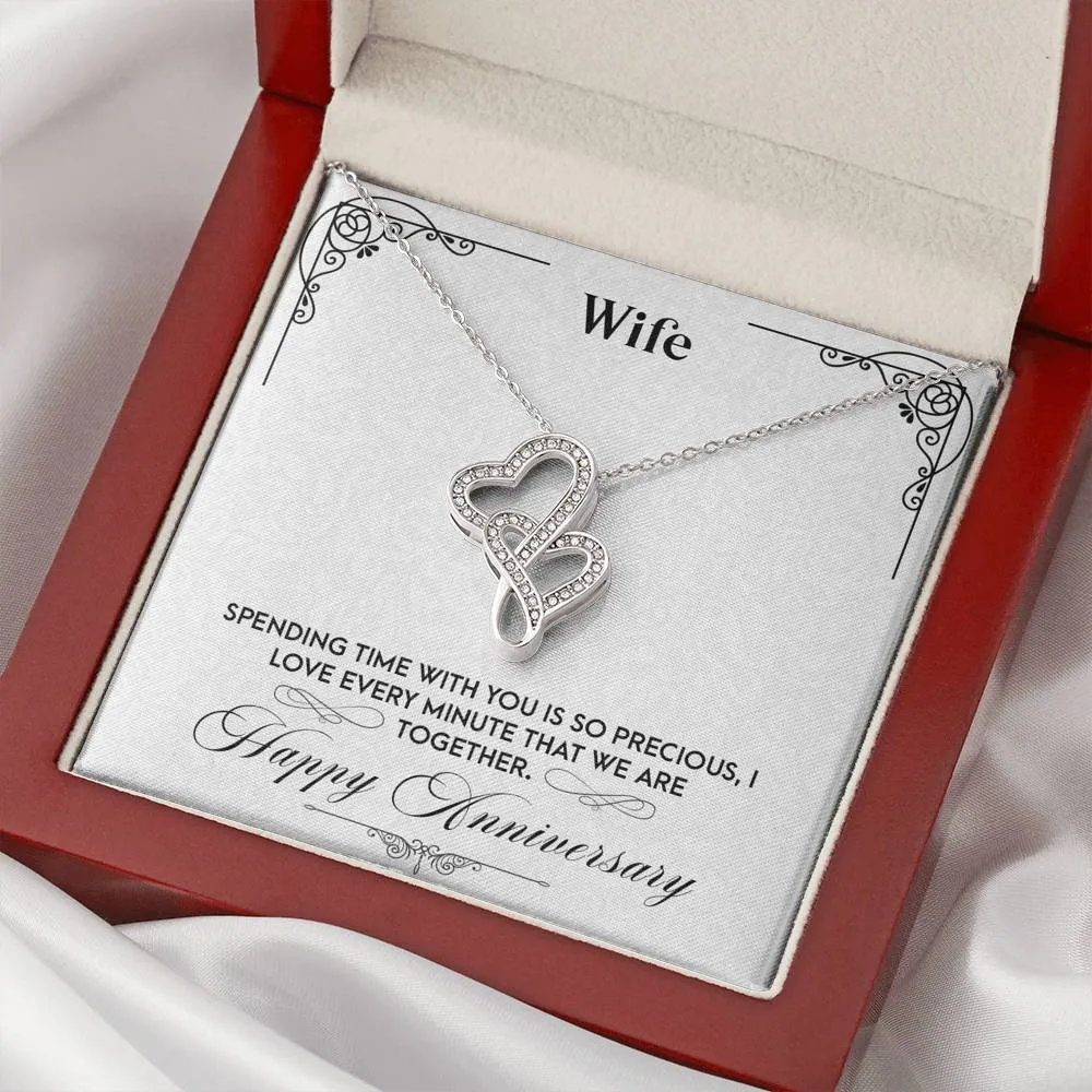 Time with you is precious-Double Hearts Anniversary Necklace for Wife