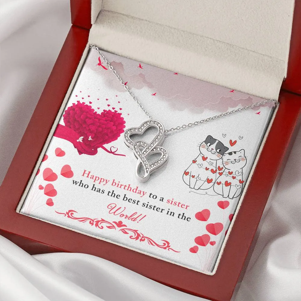 To the best sister-Double Hearts Birthday Necklace for Sister