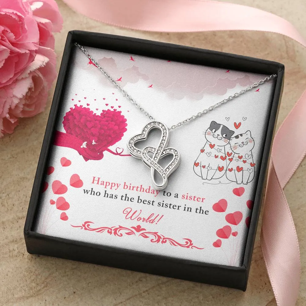 To the best sister-Double Hearts Birthday Necklace for Sister