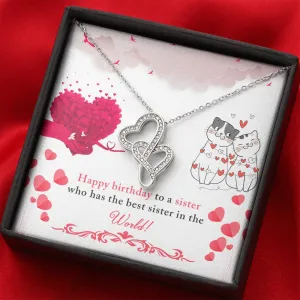 To the best sister-Double Hearts Birthday Necklace for Sister