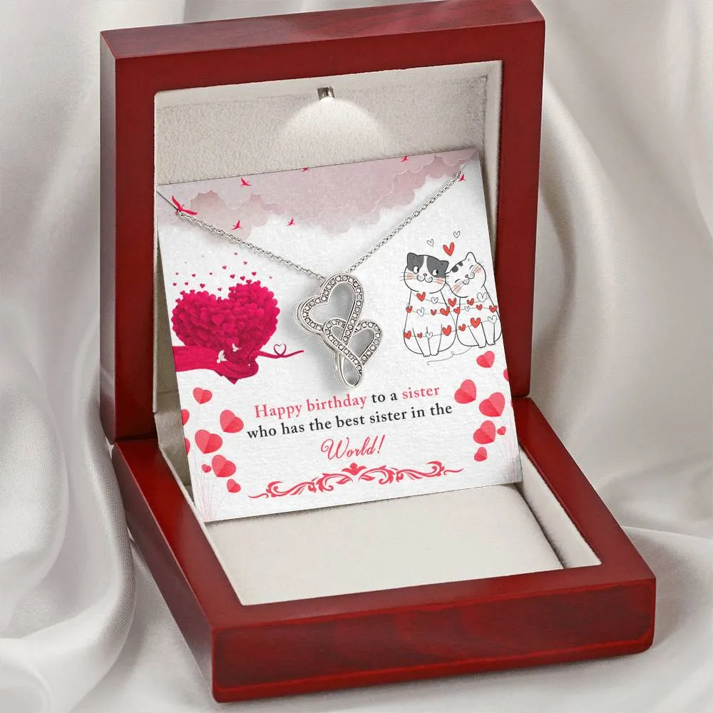 To the best sister-Double Hearts Birthday Necklace for Sister