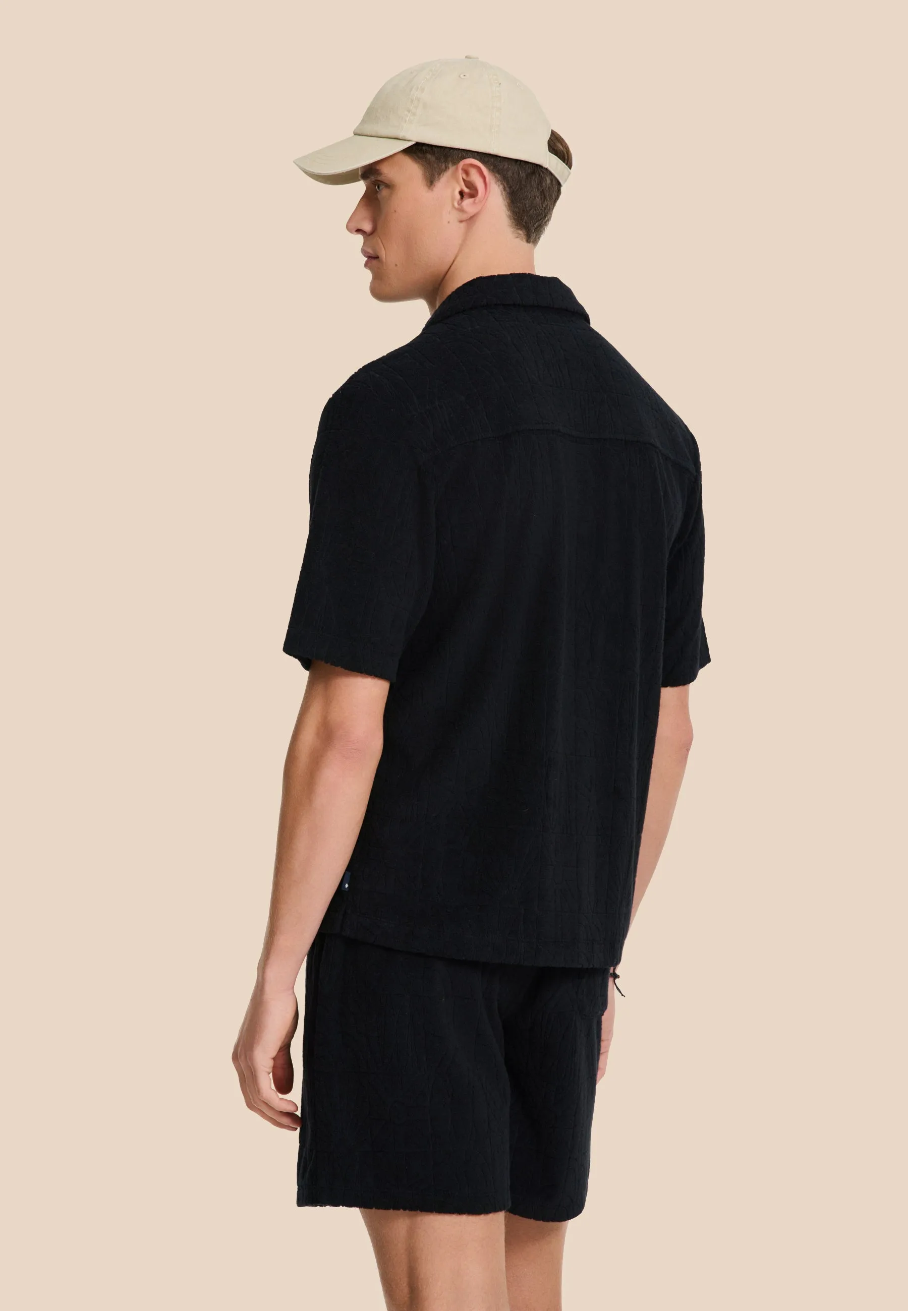 TONY toweling shorts geo sun | black