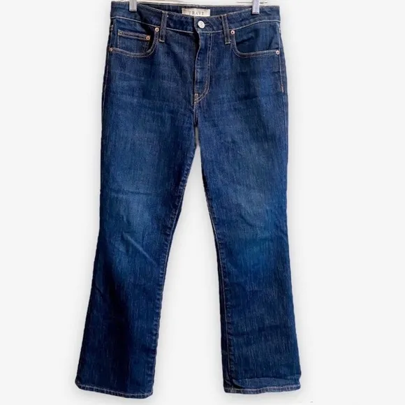 TRAVE Women's Colette Kick Flare Jeans in Mystifies Me Medium Dark Wash Size 30