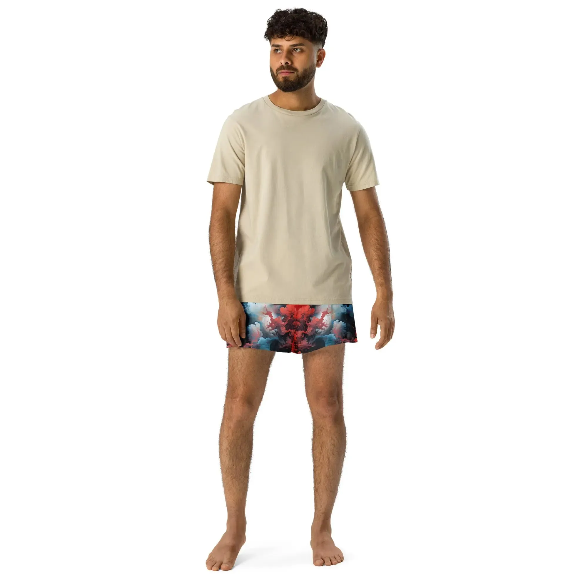 Unisex Athletic Shorts - Ethereal Crimson Flow - Light