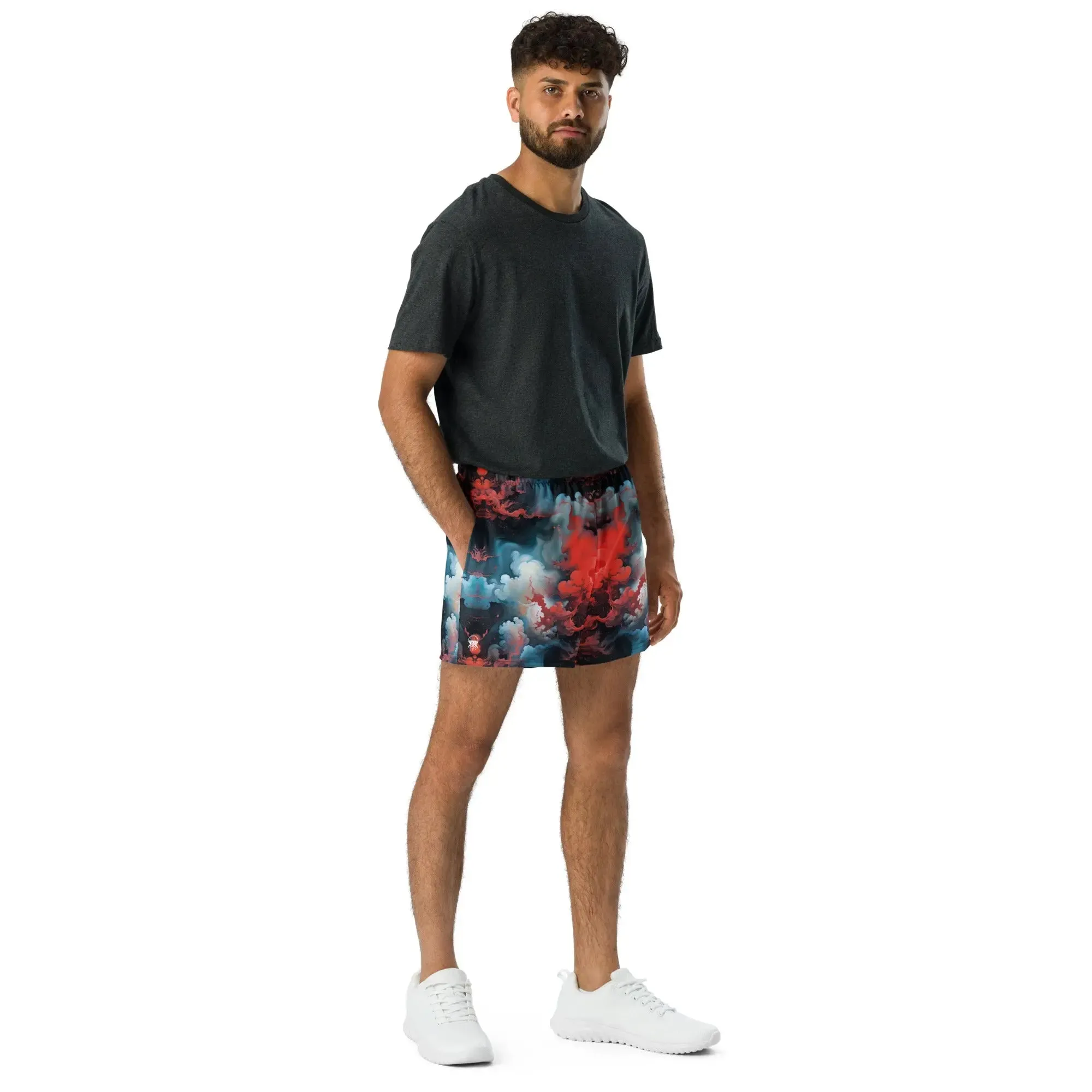 Unisex Athletic Shorts - Ethereal Crimson Flow - Light