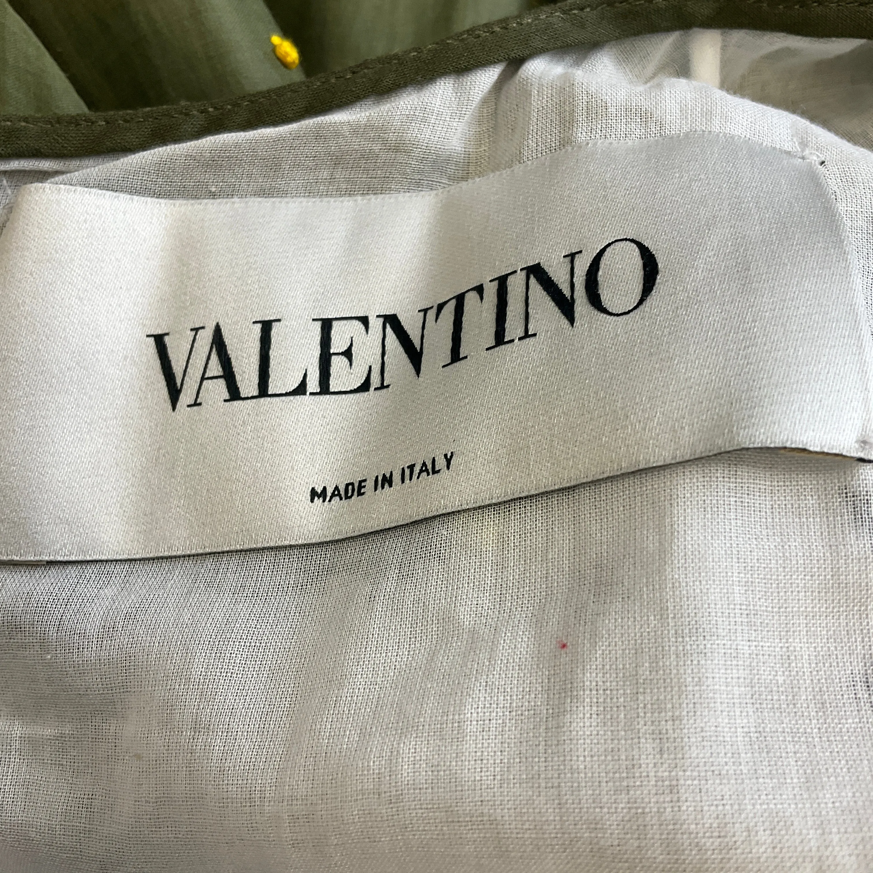 Valentino White / Blue / Olive Green Beaded Long Sleeved Midi Dress