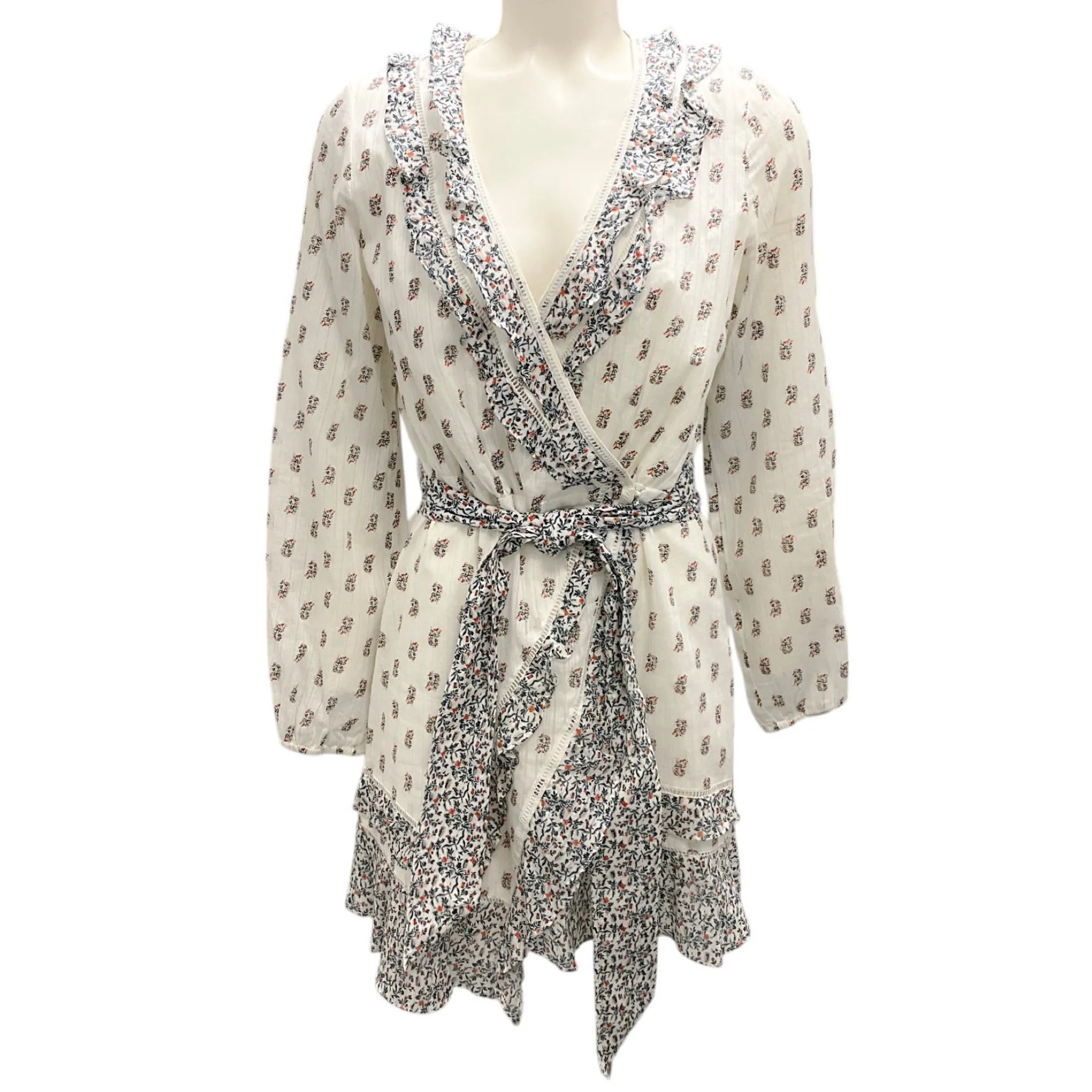 Veronica Beard White Multi Kierra Wrap Dress