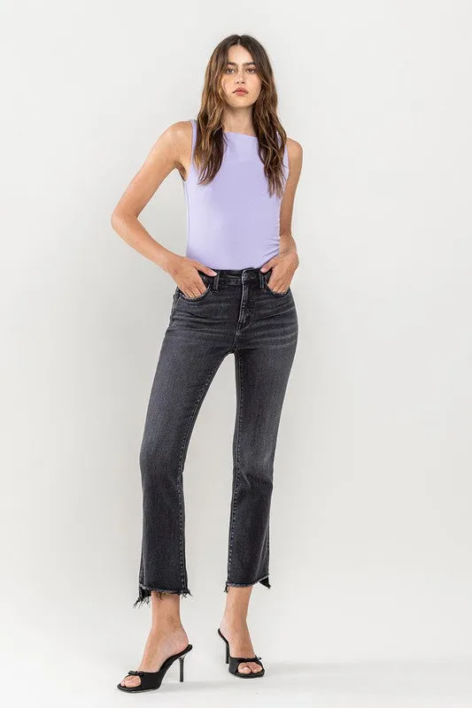 VERVET by Flying Monkey High Rise Raw Step Hem Crop Flare Jeans